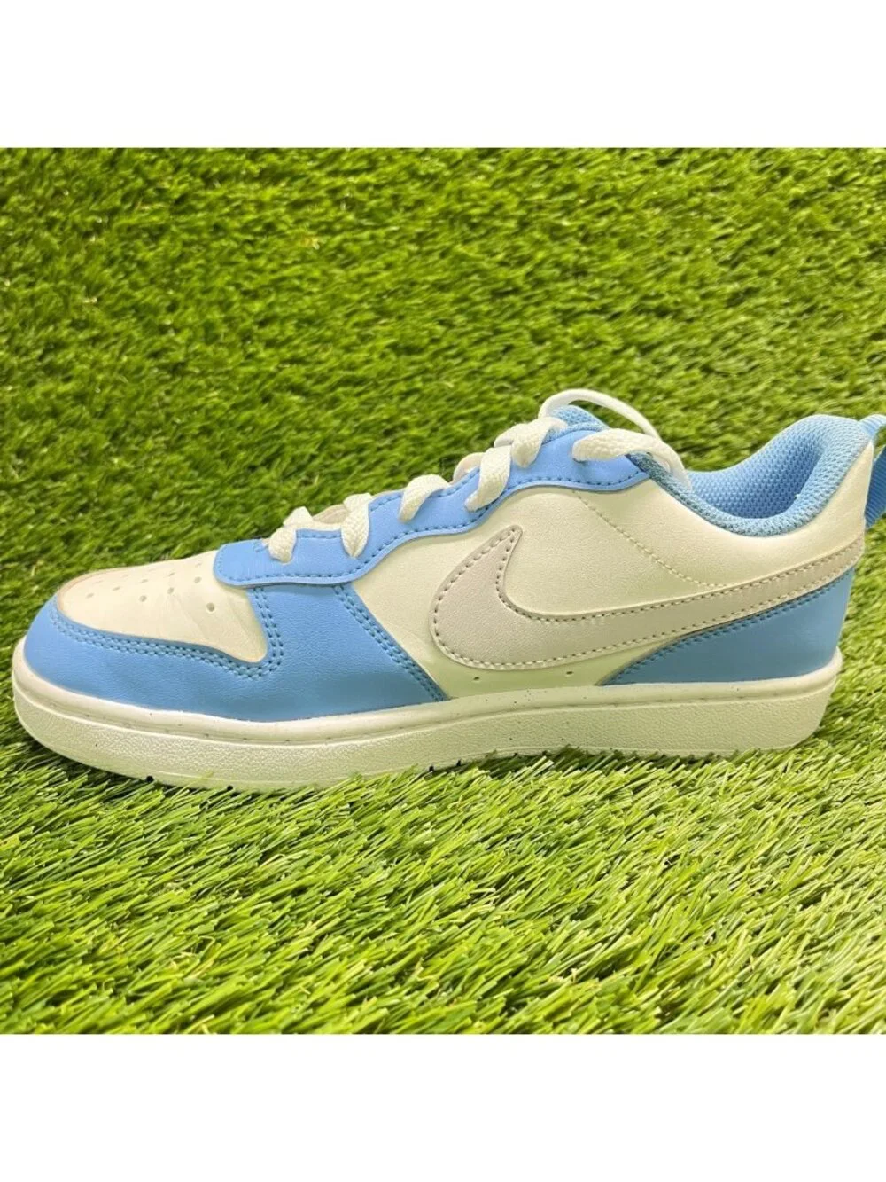 Nike Court Borough Low Recraft Boys Size 4Y White Blue Athletic Shoes Sneakers